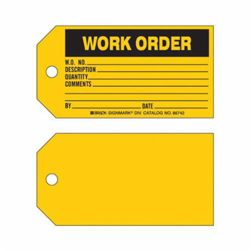 "Work Order" Tag, Paper, 5-3/4" W x 3" H, English Stor-it Systems