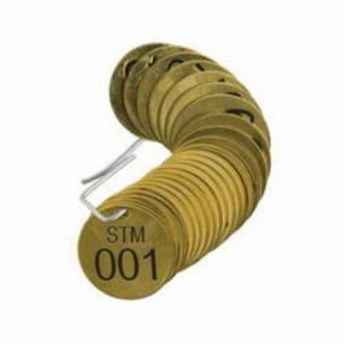 Numbered "STM" Valve Tags, # 001-025, Brass, 1.5" dia Stor-it Systems
