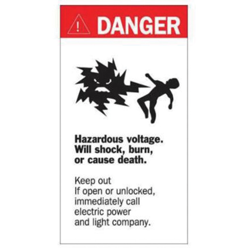 Enseigne Danger Hazardous Voltage, 8" x 4-1/2", Acrylique, Anglais avec pictogramme Stor-it Systems