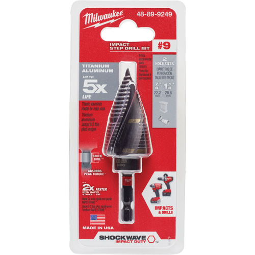 Foret &eacute;tag&eacute; #9 Shockwave Impact Duty, 7/8" - 1-1/8", Incr&eacute;ments de 1/4", Titane Stor-it Systems