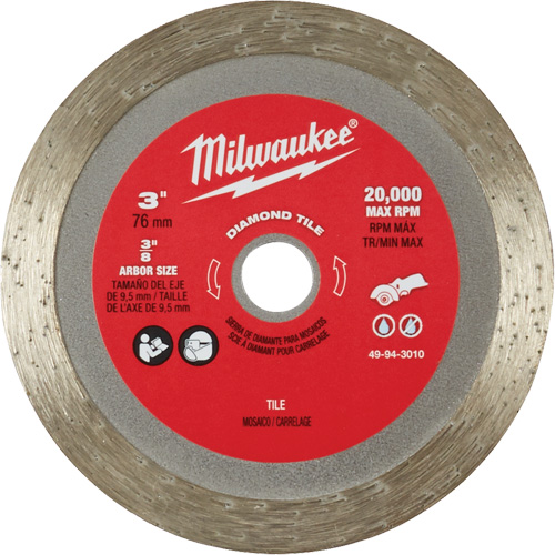 Lame pour coupe de carreaux, 3" x Arbre de 3/8", Losange, 20 000 Tr/min Stor-it Systems