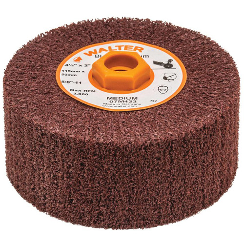 Blendex Surface Conditioning Drum, 4-1/2" Dia. x 2" W, 5/8"-11 Arbor, Medium Grit Stor-it Systems