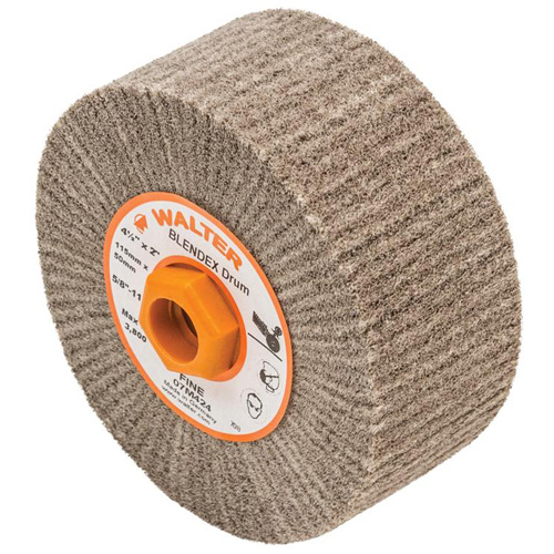 Tambour de conditionnement de surface Blendex, 4-1/2" dia. x 2" la, 5/8"-11 Arbre, Grain Fin Stor-it Systems