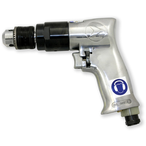 ADX380R Perceuse pneumatique r&eacute;versible, 4 pi³/min, 1/4" NPT, 86,8 dBA, 3/8" mandrin, Avec cl&eacute; Stor-it Systems