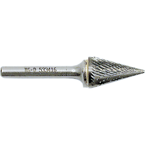 Cone Point Burr, 1/2" Dia., 1/4" Shank, 7/8" Depth of Cut Stor-it Systems