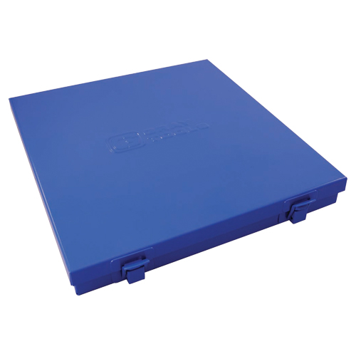 Boîte en m&eacute;tal mince, 10-1/2" P x 9-1/4" la x 1-1/4" h, Bleu Stor-it Systems