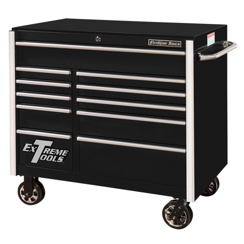 RX Series Rolling Tool Cabinet, 11 Drawers, 41-1/2" W x 25-1/2" D x 40-1/2" H, Black Stor-it Systems