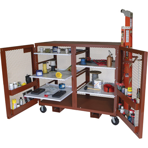 Armoire mobile en treillis, Acier, 49 pi³, Rouge Stor-it Systems