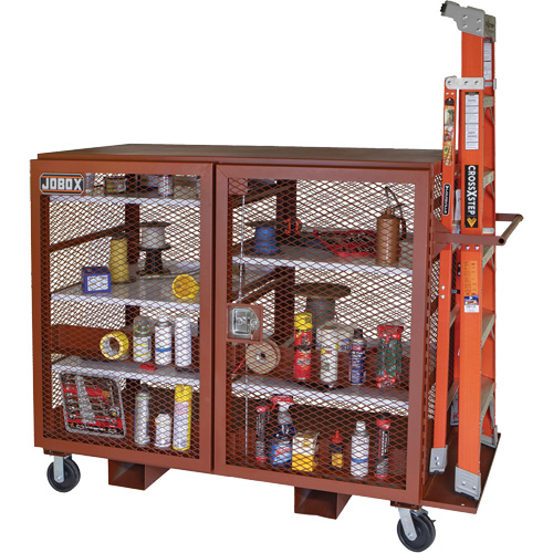 Armoire mobile en treillis, Acier, 49 pi³, Rouge Stor-it Systems