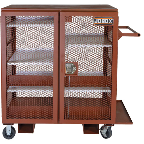 Mobile Mesh Cabinet, Steel, 37 Cubic Feet, Red Stor-it Systems