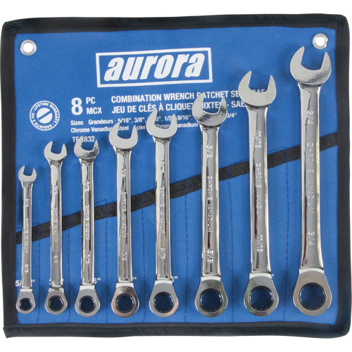Fixed Head Wrench Set, Combination, 8 Pieces, Imperial Stor-it Systems