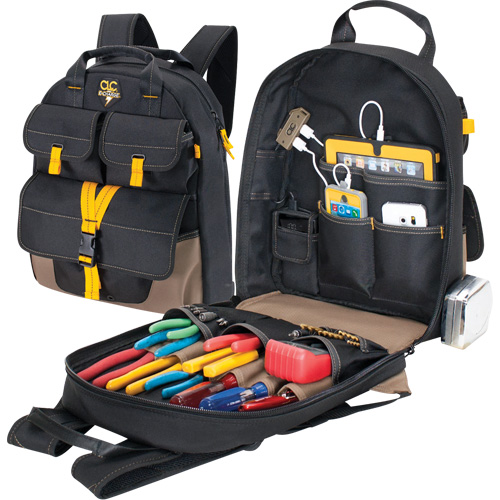 Sac &agrave; dos avec prises de recharge pour appareils &eacute;lectroniques, 13-1/2" lo x 5-1/4" la, Noir, Polyester Stor-it Systems