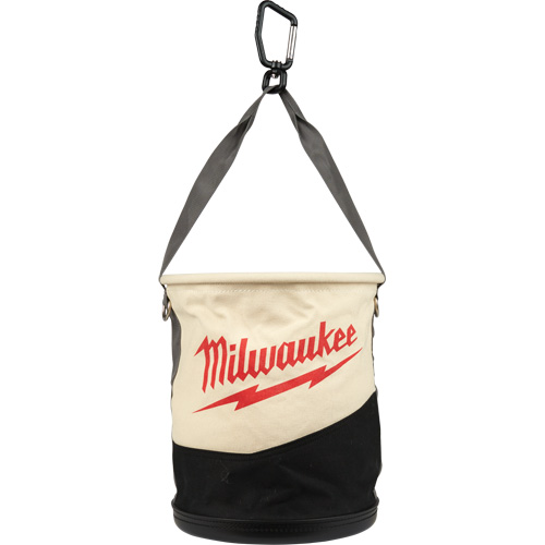 Utility Bucket, 11-4/5" L x 11-4/5" W x 14-3/5" H, Canvas, Beige/Black Stor-it Systems
