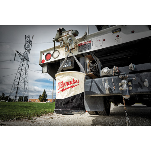 Utility Bucket, 11-4/5" L x 11-4/5" W x 14-3/5" H, Canvas, Beige/Black Stor-it Systems