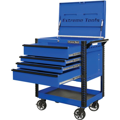 Chariot &agrave; outil s&eacute;rie EX de luxe, 4 tiroirs, 22-7/8" lo x 33" la x 44-1/4" h, Bleu Stor-it Systems