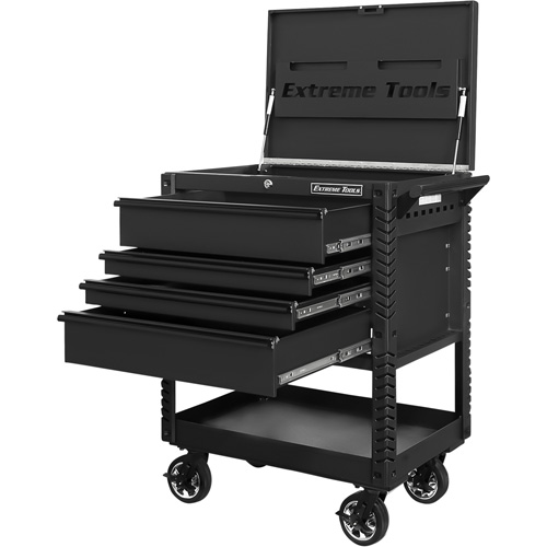EX Deluxe Series Tool Cart, 4 Drawers, 22-7/8" L x 33" W x 44-1/4" H, Black Stor-it Systems