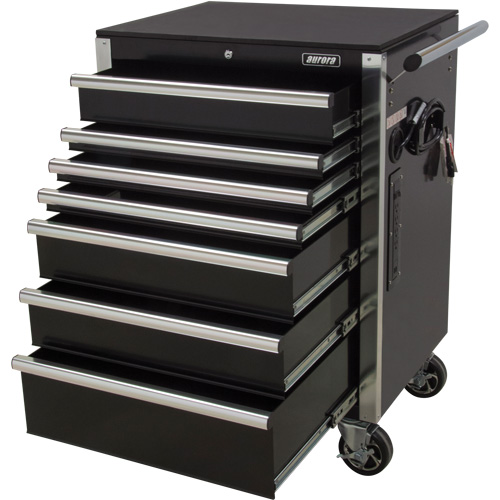 Chariot &agrave; outils &agrave; usage intensif, 7 tiroirs, 28" la x 22" p x 42-3/8" h, Noir Stor-it Systems