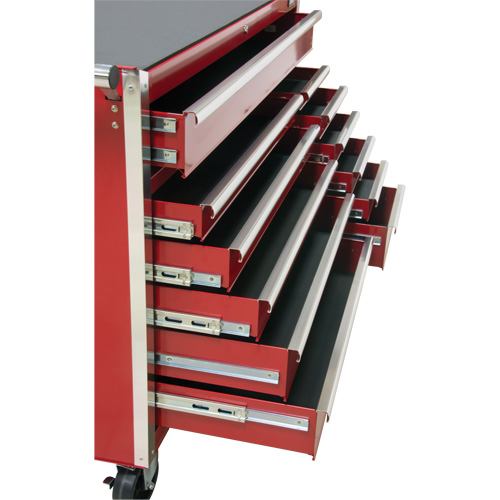 Chariot &agrave; outils industriel, 12 tiroirs, 56" la x 24-1/2" p x 38-1/8" h, Rouge Stor-it Systems