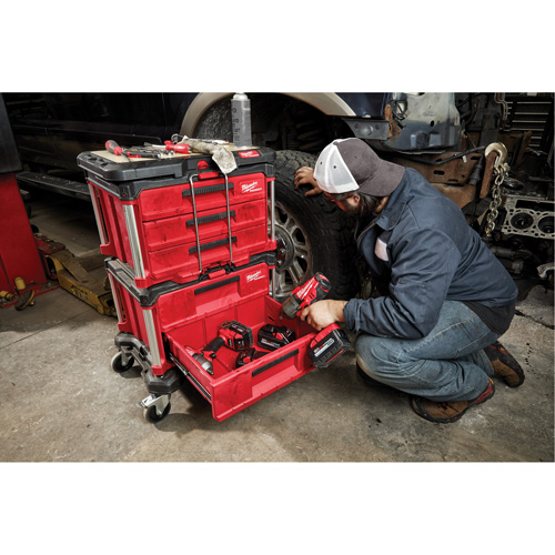 Packout 3-Drawer Tool Box, 16-1/3" x 14-1/3" x 22-1/5", Black/Red Stor-it Systems