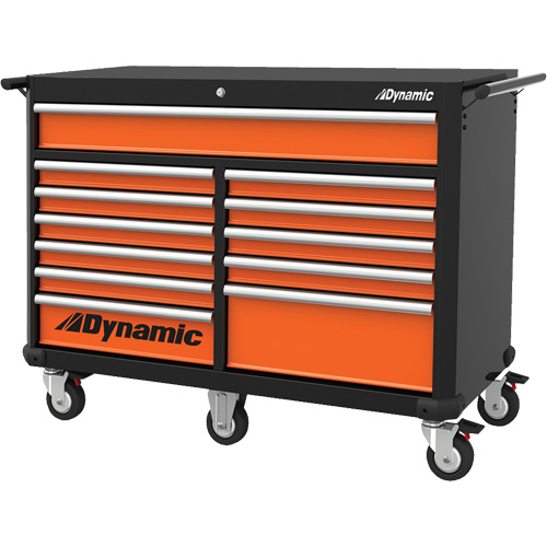 Armoire roulante, 12 tiroirs, 53" la x 24" p x 41" h, Noir/Orange Stor-it Systems