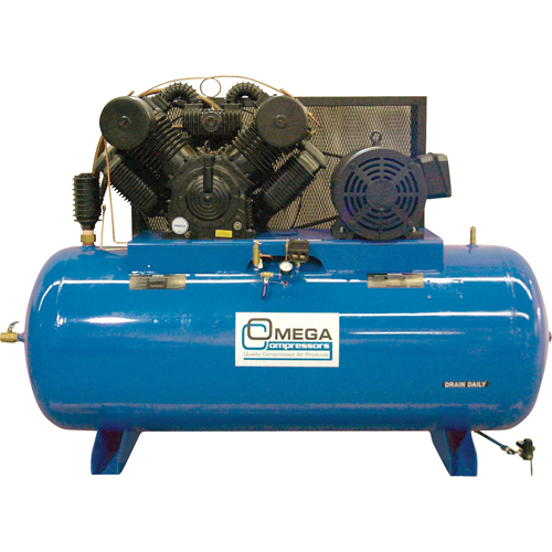 Compresseurs d'air s&eacute;rie industrielle - Compresseurs horizontaux - Deux &eacute;tages, 200 gal. (240 gal. US) Stor-it Systems