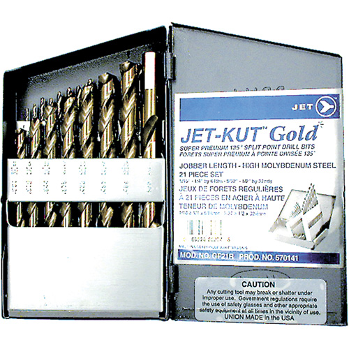 Jeu de forets de premi&egrave;re qualit&eacute; GF21R Jet-Kut GOLD, 21 morceaux, Acier Stor-it Systems