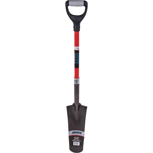 Pelles &agrave; drain robustes &agrave; dos creux, Acier au carbone, Lame 14" x 5-1/2", 29" lo, Manche Prise en D Stor-it Systems