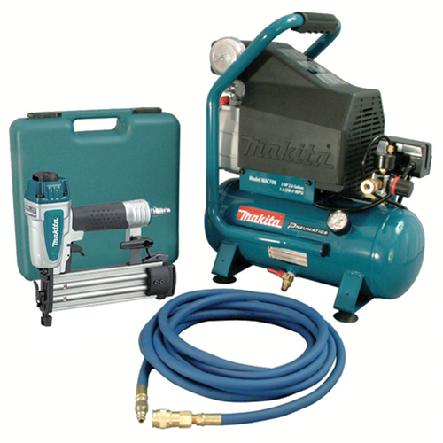 Air Compressor and Brad Nailer Kit, Electric, 2.6 Gal. (3.1 US Gal), 130 PSI, 120/1 V Stor-it Systems