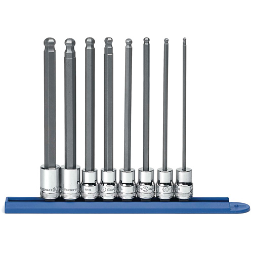 Jeu de douilles m&eacute;triques &agrave; embout sph&eacute;rique, Hexagonale, Prise 3/8", 8 mrcx Stor-it Systems