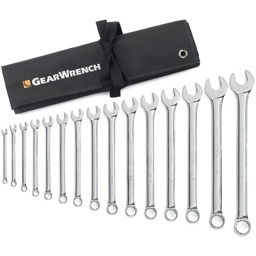 12-Point Long Pattern Wrench Set with Tool Roll, Combination, 15 Pieces, Imperial Stor-it Systems