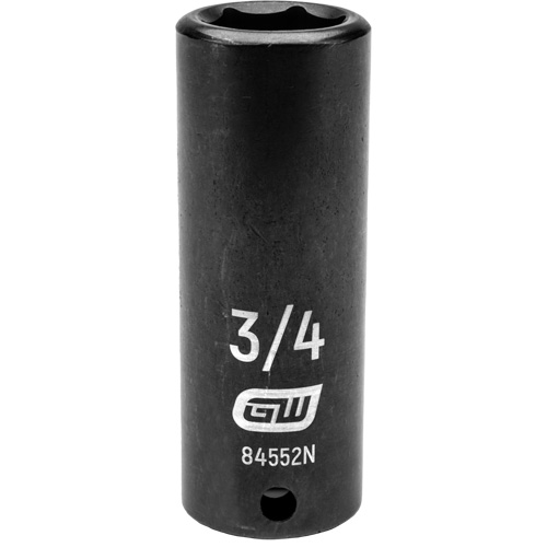 SAE Socket, Impact, 3/4", 1/2" Drive, 6 Points, Deep Stor-it Systems