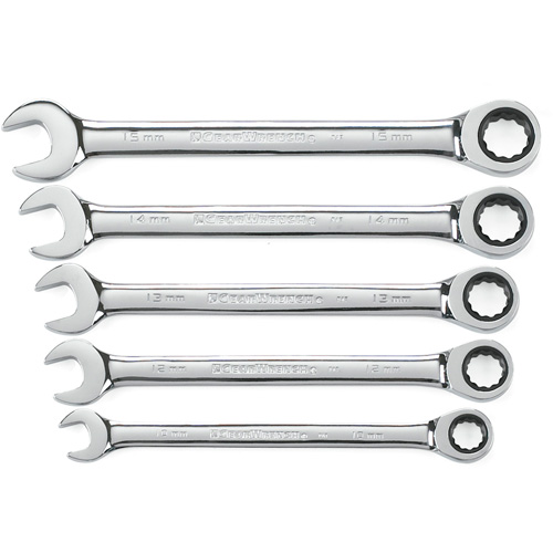 72-Tooth 12 Point Ratcheting Wrench Set, Combination, 5 Pieces, Metric Stor-it Systems