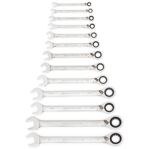 Jeu de cl&eacute;s &agrave; cliquets r&eacute;versibles SAE &agrave; 12 pans et 72 dents, Combinaison, 13 morceaux, Imp&eacute;rial Stor-it Systems