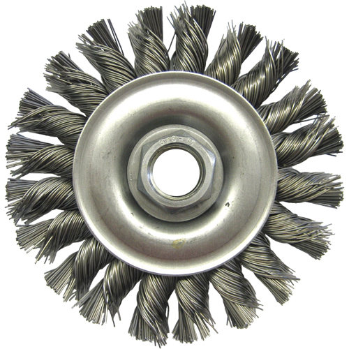 Brosses m&eacute;talliques &agrave; touret, Dia. 4", Fils 0,02", Arbre 5/8"-11, Acier Stor-it Systems