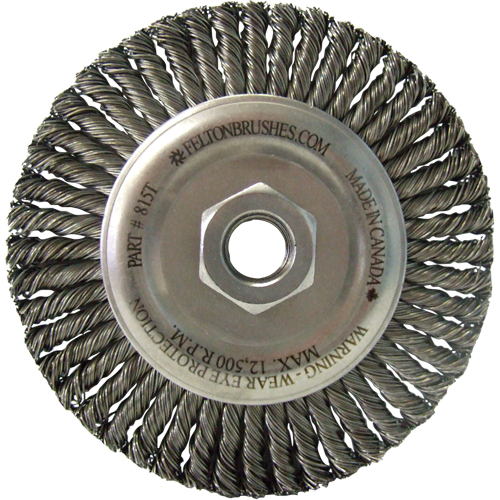 Brosses m&eacute;talliques &agrave; touret, Dia. 4", Fils 0,02", Arbre 5/8"-11, Acier inoxydable Stor-it Systems