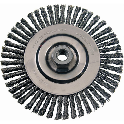 Brosses m&eacute;talliques &agrave; touret, Dia. 4-7/8", Fils 0,02", Arbre 5/8"-11, Acier inoxydable Stor-it Systems
