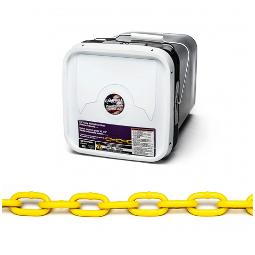 Chaîne ronde &eacute;prouv&eacute;e, Acier &agrave; faible teneur en carbone, 1/4" x 75' (22,9 m) l, Calibre 30, Charge d'utilisation 1300 lb (0,65 tonne) Stor-it Systems