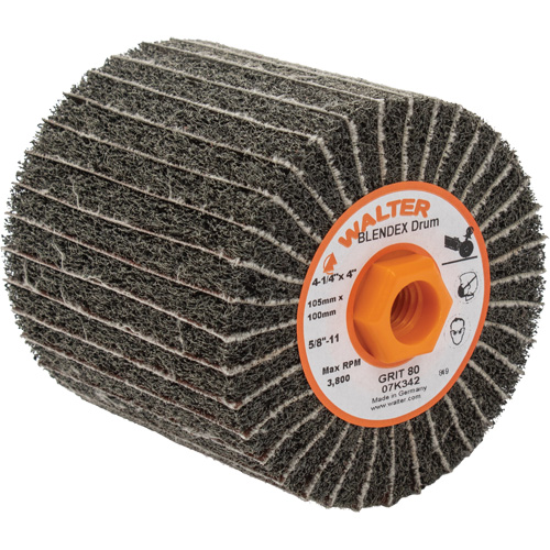 Tambours de finition Two-In-One ALLSTEEL, 4-1/4" dia. x 4" la, 5/8"-11 Arbre, Grain 80 Stor-it Systems