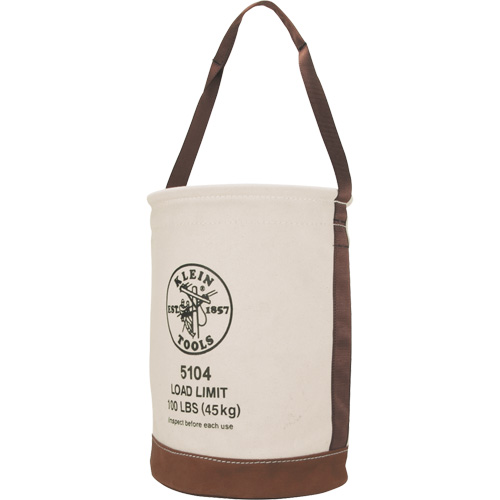 Seau avec fond en cuir, 17" h, Toile, Beige Stor-it Systems