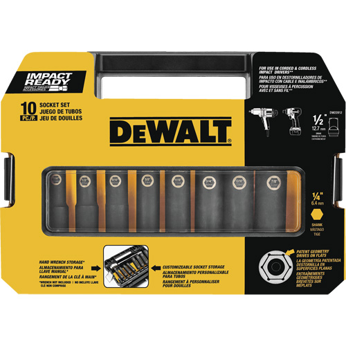 Ready Socket Set, 10 Pcs, Impact, 1/2" Drive Size Stor-it Systems