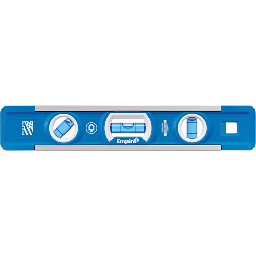 True Blue&reg; Torpedo Level, 9" L, Aluminum, 3 Vials, Magnetic Stor-it Systems