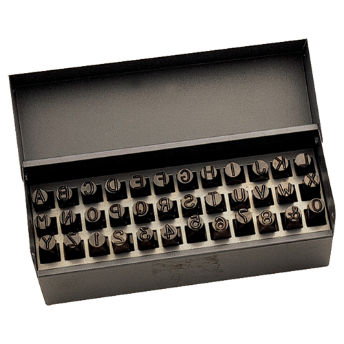 Jeu de lettres et num&eacute;ros pour estampage &agrave; la main, 36 morceaux Stor-it Systems