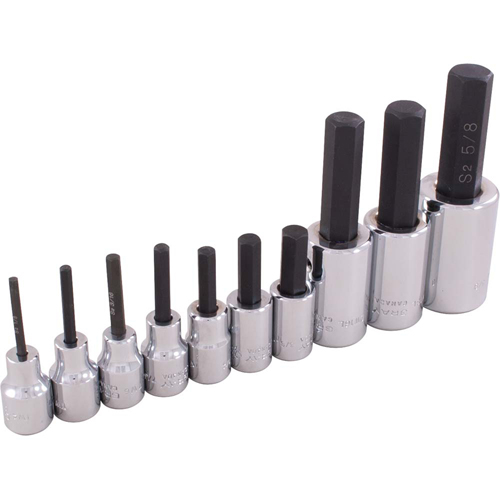 Hex Head Socket Set, Hex, 1/2"/3/8" Drive, 10 Pcs Stor-it Systems