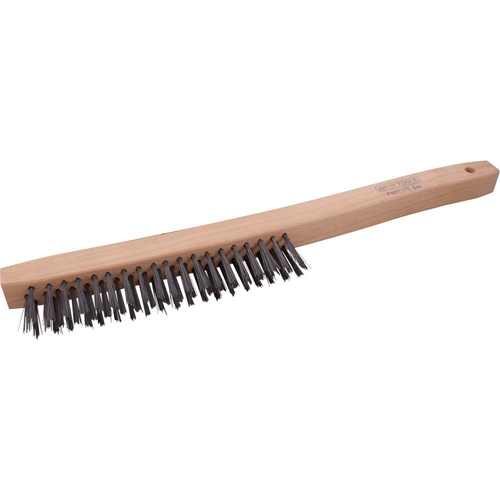 Brosse &agrave; r&eacute;curer industrielle &agrave; manche long, Acier, 3 x 19 rangs de fils, Longueur 14" Stor-it Systems