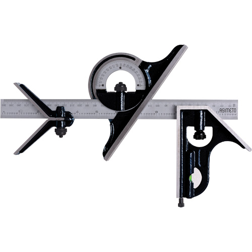 Jeu d'&eacute;querres combin&eacute;es avec gradations m&eacute;triques et imp&eacute;riales, 4 mrcx., 1/64"/0,5 mm Graduations, Acier, Ordinaire Stor-it Systems