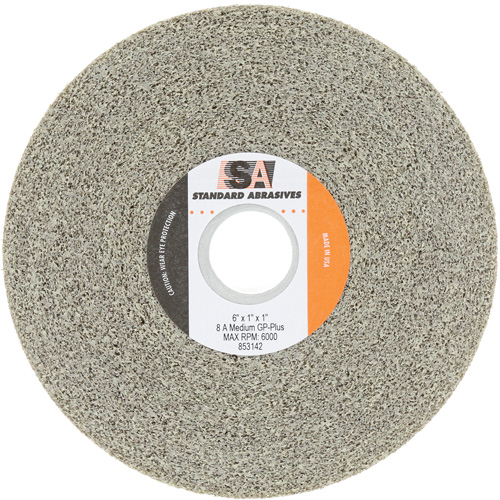 Standard Abrasives General Purpose Plus Wheel, 6" Dia., Medium Grit, Aluminum Oxide Stor-it Systems