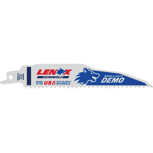 Demolition Reciprocating Saw Blade, Bi-Metal, 6 TPI, 6" L x 1" W Stor-it Systems