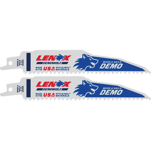 Demolition Reciprocating Saw Blade, Bi-Metal, 6 TPI, 6" L x 1" W Stor-it Systems