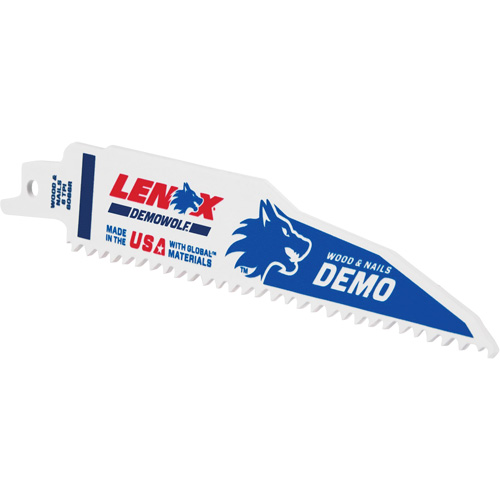 Demolition Reciprocating Saw Blade, Bi-Metal, 6 TPI, 6" L x 1" W Stor-it Systems
