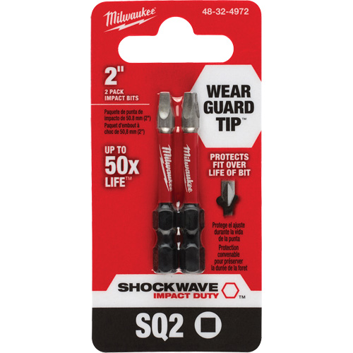 Shockwave Impact Duty Screwdriver Bit, Square, #2, 1/4" Drive Stor-it Systems